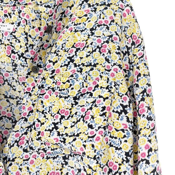 Equipment Femme Micro Floral Print Collarless Blouse Pink Multi in a Size Small - Picture 4 of 6
